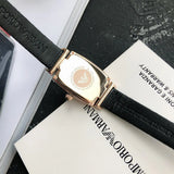 Emporio Armani Gianni T Bar Quartz White Dial Black Leather Strap Watch For Women - AR11408 Authentic Buy Shop Now