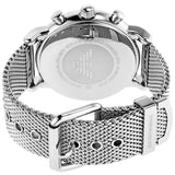 Emporio Armani Luigi Chronograph Quartz Black Dial Silver Mesh Bracelet Watch For Men - AR11429 Authentic Buy Shop Now