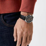 Emporio Armani Giovanni Analog Black Dial Black Leather Strap Watch For Men - AR11431 Authentic Buy Shop Now