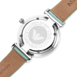 Emporio Armani Gianni T Bar Analog Crystals Silver Dial Blue Leather Strap Watch For Women - AR11443 Authentic Buy Shop Now