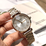 Emporio Armani Gianni T-Bar Crystals Silver Dial Rose Gold Steel Strap Watch For Women - AR11446 Authentic Buy Shop Now
