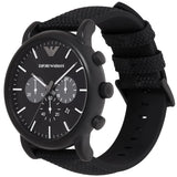 Emporio Armani Luigi Analog Black Dial Black Leather Strap Watch For Men - AR11450 Authentic Buy Shop Now