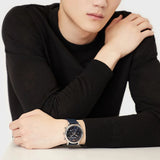 Emporio Armani Luigi Chronograph Blue Dial Blue Leather Strap Watch For Men - AR11451 Authentic Buy Shop Now