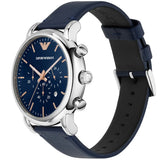 Emporio Armani Luigi Chronograph Blue Dial Blue Leather Strap Watch For Men - AR11451 Authentic Buy Shop Now