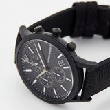 Emporio Armani Renato Chronograph Black Dial Black Nylon Strap Watch For Men - AR11457 Authentic Buy Shop Now