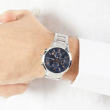 Emporio Armani Renato Chronograph Blue Dial Silver Steel Strap Watch For Men - AR11458 Authentic Buy Shop Now