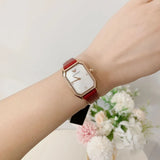 Emporio Armani Gianni T Bar Two-Hand Mother of Pearl Dial Red Leather Strap Watch For Women - AR11467 Authentic Buy Shop Now