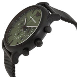 Emporio Armani Luigi Chronograph Green Dial Black Mesh Bracelet Watch For Men - AR11470 Authentic Buy Shop Now