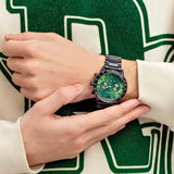Emporio Armani Mario Chronograph Green Dial Black Steel Strap Watch For Men - AR11472 Authentic Buy Shop Now