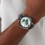 Emporio Armani Renato Chronograph Silver Dial Black Leather Strap Watch for Men - AR11473 Authentic Buy Shop Now