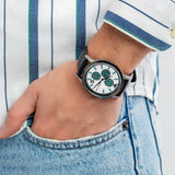 Emporio Armani Renato Chronograph Silver Dial Black Leather Strap Watch for Men - AR11473 Authentic Buy Shop Now