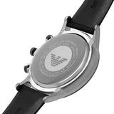 Emporio Armani Renato Chronograph Silver Dial Black Leather Strap Watch for Men - AR11473 Authentic Buy Shop Now