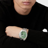 Emporio Armani Chronograph Green Dial Silver Steel Strap Watch For Men - AR11480 Authentic Buy Shop Now