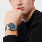 Emporio Armani Chronograph Quartz Blue Dial Grey Steel Strap Watch For Men - AR11481 Authentic Buy Shop Now