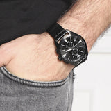 Emporio Armani Claudio Chronograph Black Dial Black Leather Strap Watch For Men - AR11483 Authentic Buy Shop Now