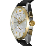 Emporio Armani Claudio Chronograph Silver Dial Black Leather Strap Watch For Men - AR11498 Authentic Buy Shop Now