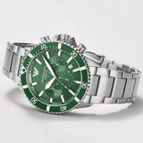Emporio Armani Diver Chronograph Green Dial Silver Steel Strap Watch For Men - AR11500 Authentic Buy Shop Now