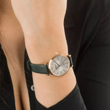 Emporio Armani Pro Planet Analog Silver Dial Green Leather Strap Watch For Women - AR11517 Authentic Buy Shop Now