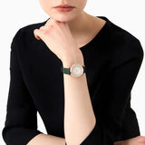 Emporio Armani Pro Planet Analog Silver Dial Green Leather Strap Watch For Women - AR11517 Authentic Buy Shop Now