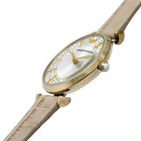 Emporio Armani Gianni T Bar Analog Silver Dial Beige Leather Strap Watch For Women - AR11127 Authentic Buy Shop Now