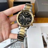 Emporio Armani Analog Chronograph Black Dial Two Tone Steel Strap Watch For Men - AR11521 Authentic Buy Shop Now