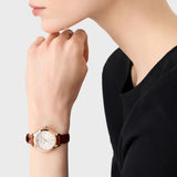 Emporio Armani Mia Quartz Silver Dial Brown Leather Strap Watch For Women - AR11525 Authentic Buy Shop Now