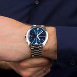 Emporio Armani Claudio Chronograph Blue Dial Silver Steel Strap Watch For Men - AR11541 Authentic Buy Shop Now