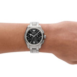 Emporio Armani Federico Chronograph Black Dial Silver Steel Strap Watch For Men - AR11560 Authentic Buy Shop Now