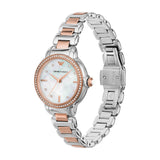 Emporio Armani Three Hand Quartz Mother of Pearl Dial Two Tone Steel Strap Watch For Women - AR11569 Authentic Buy Shop Now