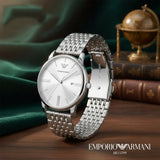 Emporio Armani Minimalist Silver Dial Silver Steel Strap Watch for Men - AR11599 Authentic Buy Shop Now