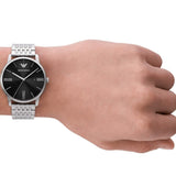 Emporio Armani Minimalist Black Dial Silver Steel Strap Watch for Men - AR11600 Authentic Buy Shop Now