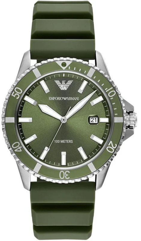 Emporio Armani World Explorer Green Dial Green Silicone Strap Watch for Men - AR11638 Authentic Buy Shop Now