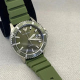 Emporio Armani World Explorer Green Dial Green Silicone Strap Watch for Men - AR11638 Authentic Buy Shop Now