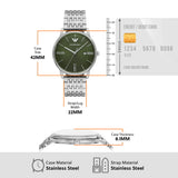 Emporio Armani Minimalist Green Dial Silver Steel Strap Watch for Men - AR11644 Authentic Buy Shop Now