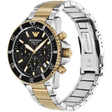 Emporio Armani World Explorer Solar Powered Chronograph Black Dial Two Tone Steel Strap Watch for Men - AR11680 Authentic Buy Shop Now