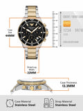 Emporio Armani World Explorer Solar Powered Chronograph Black Dial Two Tone Steel Strap Watch for Men - AR11680 Authentic Buy Shop Now