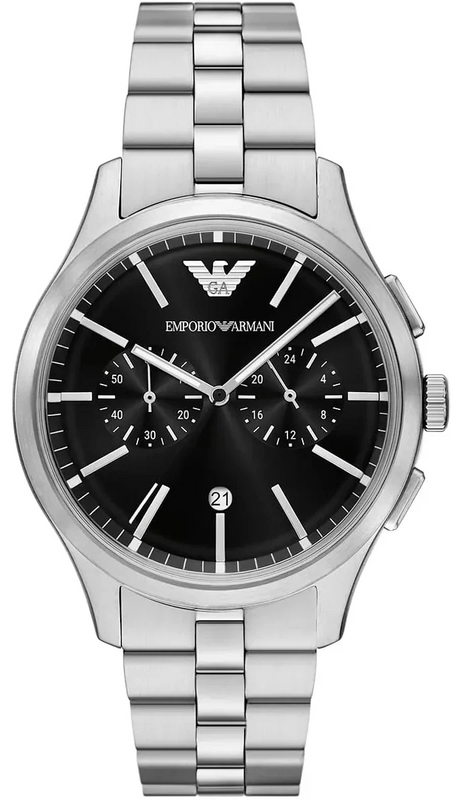 Emporio Armani Ruggero Chronograph Black Dial Silver Steel Strap Watch for Men - AR11691 Authentic Buy Shop Now