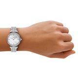Emporio Armani Gianni T-Bar Mother of Pearl Dial Silver Steel Strap Watch for Women - AR11701 Authentic Buy Shop Now
