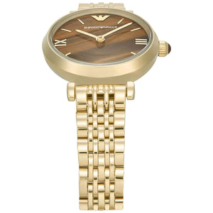 Emporio Armani Gianni T-Bar Brown Dial Gold Steel Strap Watch for Women - AR11703 Authentic Buy Shop Now