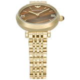 Emporio Armani Gianni T-Bar Brown Dial Gold Steel Strap Watch for Women - AR11703 Authentic Buy Shop Now