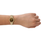 Emporio Armani Gianni T-Bar Brown Dial Gold Steel Strap Watch for Women - AR11703 Authentic Buy Shop Now
