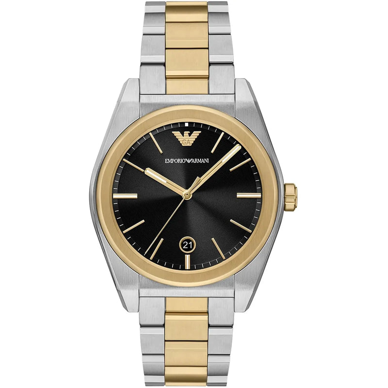 Emporio Armani Antonio Black Dial Two Tone Steel Strap Watch for Men - AR11715 Authentic Buy Shop Now