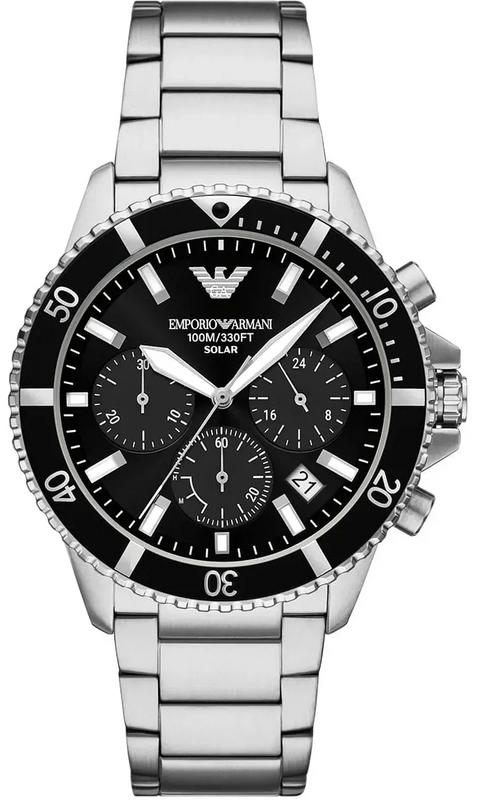 Emporio Armani World Explorer Black Dial Silver Steel Strap Watch for Men - AR11739 Authentic Buy Shop Now
