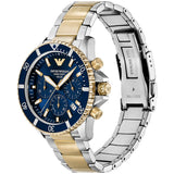Emporio Armani World Explorer Chronograph Blue Dial Two Tone Steel Strap Watch for Men - AR11740 Authentic Buy Shop Now