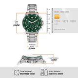 Emporio Armani World Explorer Solar Chronograph Green Dial Silver Steel Strap Watch for Men - AR11741 Authentic Buy Shop Now