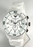 Emporio Armani Ceramic Chronograph White Dial White Ceramic Strap Watch For Men - AR1424 Authentic Buy Shop Now