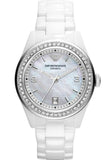 Emporio Armani Ceramica White Mother of Pearl Dial Stainless Steel Strap Watch For Women - AR1426 Authentic Buy Shop Now