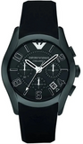 Emporio Armani Valente Large Chronograph Black Dial Black Silicone Strap Watch for Men - AR1430 Authentic Buy Shop Now