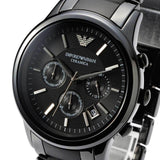 Emporio Armani Ceramica Chronograph Black Dial Black Strap Watch For Men - AR1452 Authentic Buy Shop Now