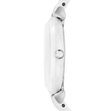 Emporio Armani Giannti T Bar Quartz Mother of Pearl Dial White Steel Strap Watch For Women - AR1485 Authentic Buy Shop Now